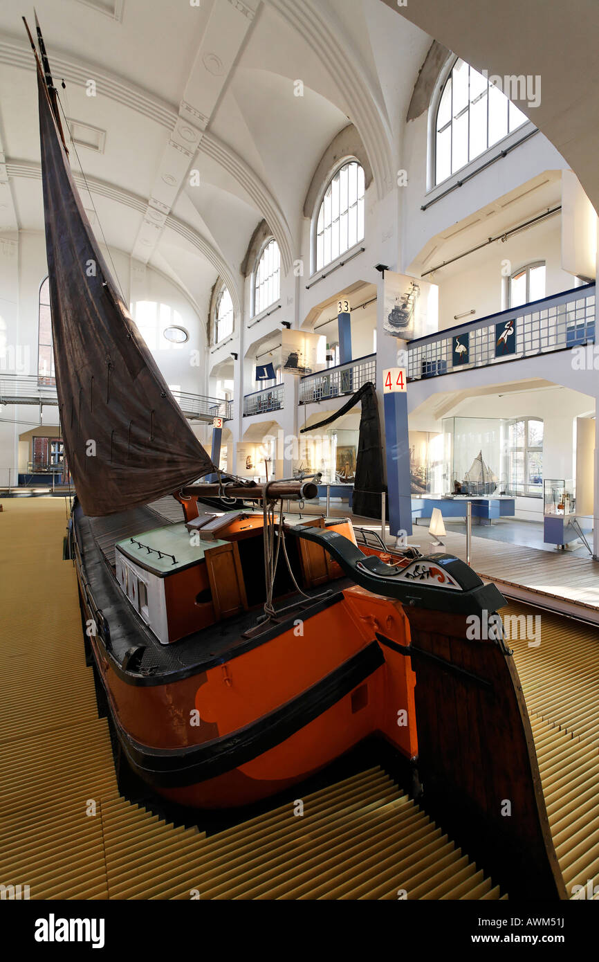 Historic transport sailing boat, Museum der Deutschen Binnenschifffahrt (museum of the German inland navigation), Duisburg-Ruhr Stock Photo
