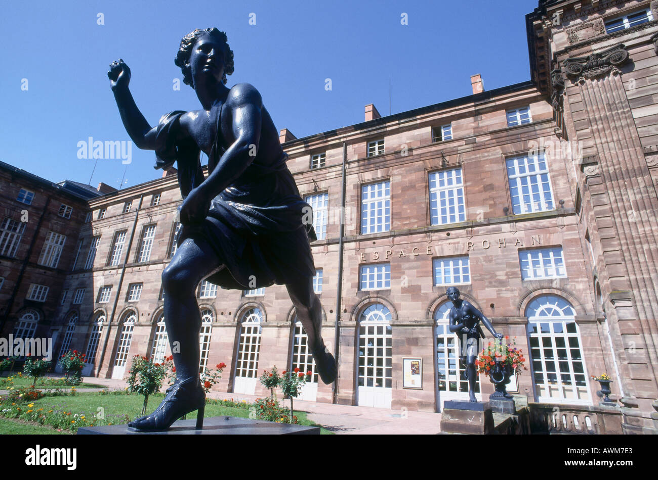 Statue in front of castle, Rohan Castle, Saverne, Alsace, France Stock Photo