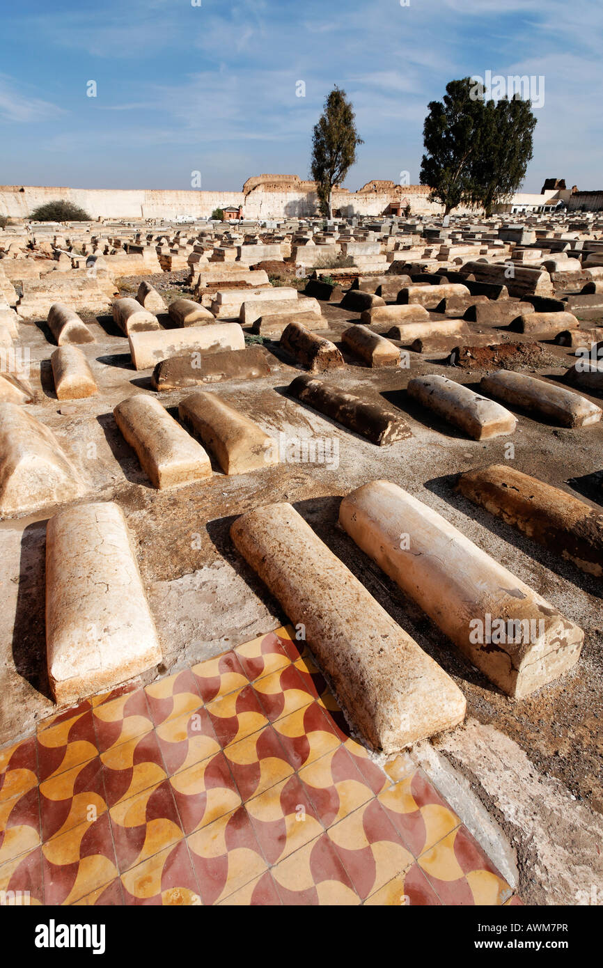 Old Jewish cemetery in the historic town district Mellah, Medina, Marrakech, Morocco, Africa Stock Photo