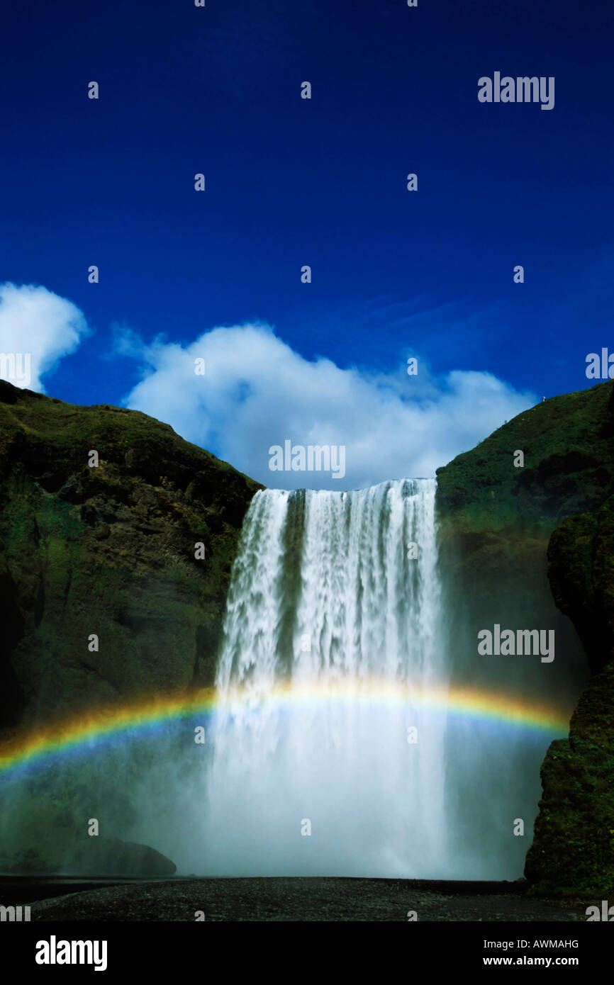 Rainbow over the skogafoss waterfall hi-res stock photography and ...