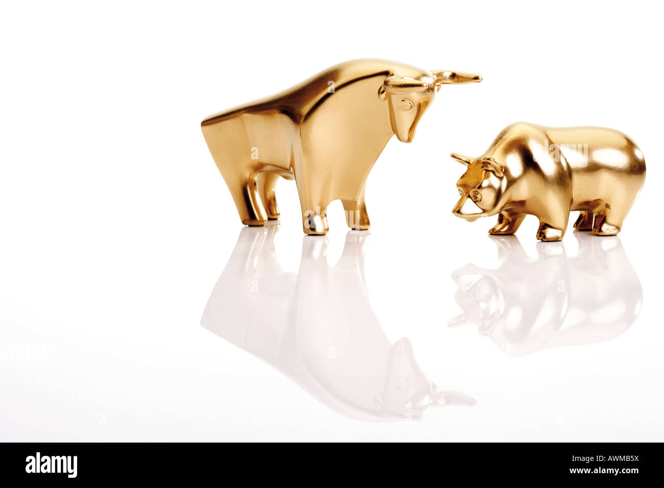 Gold-plated bull and bear Stock Photo