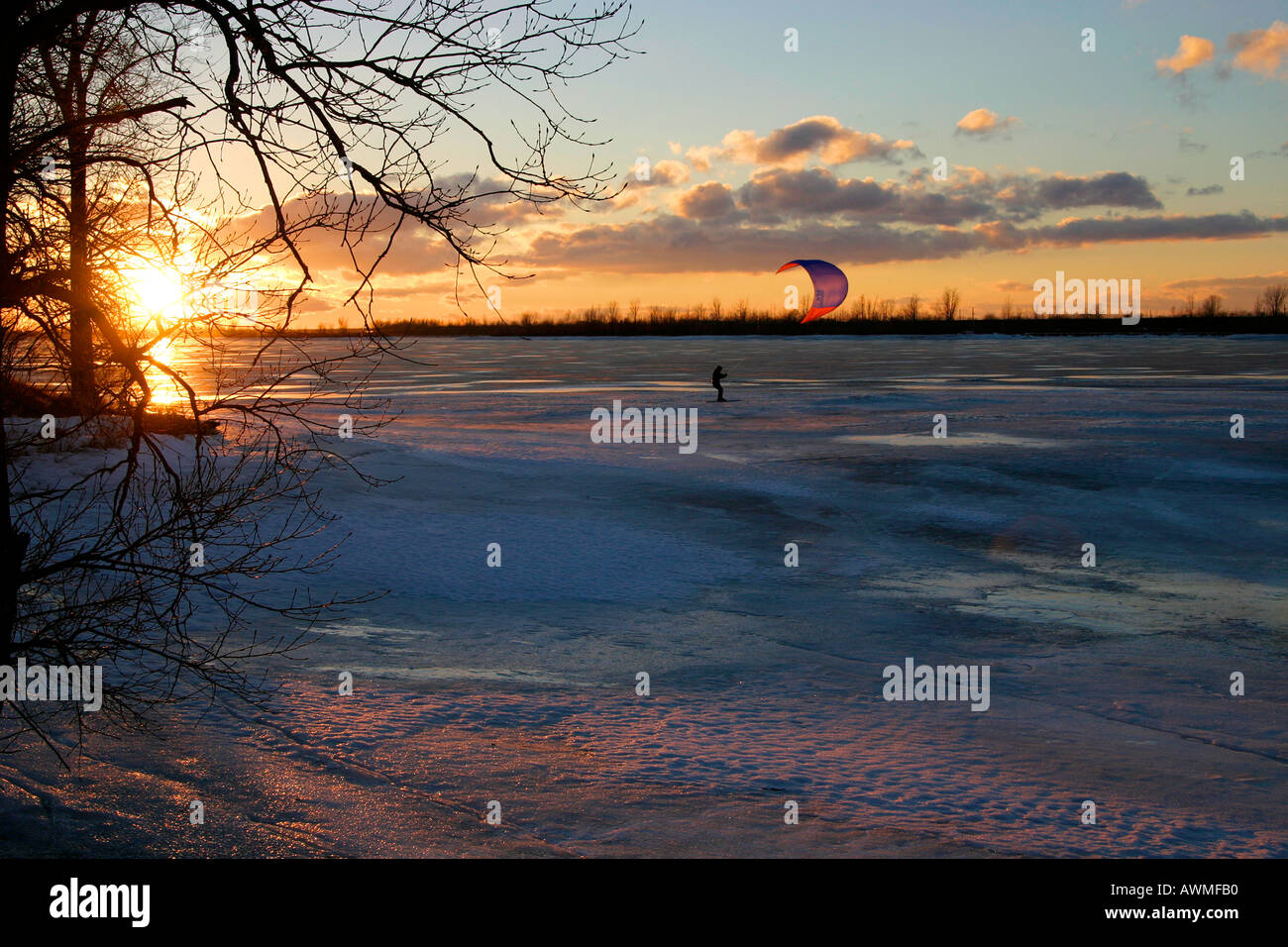 Kite skiing Stock Photo