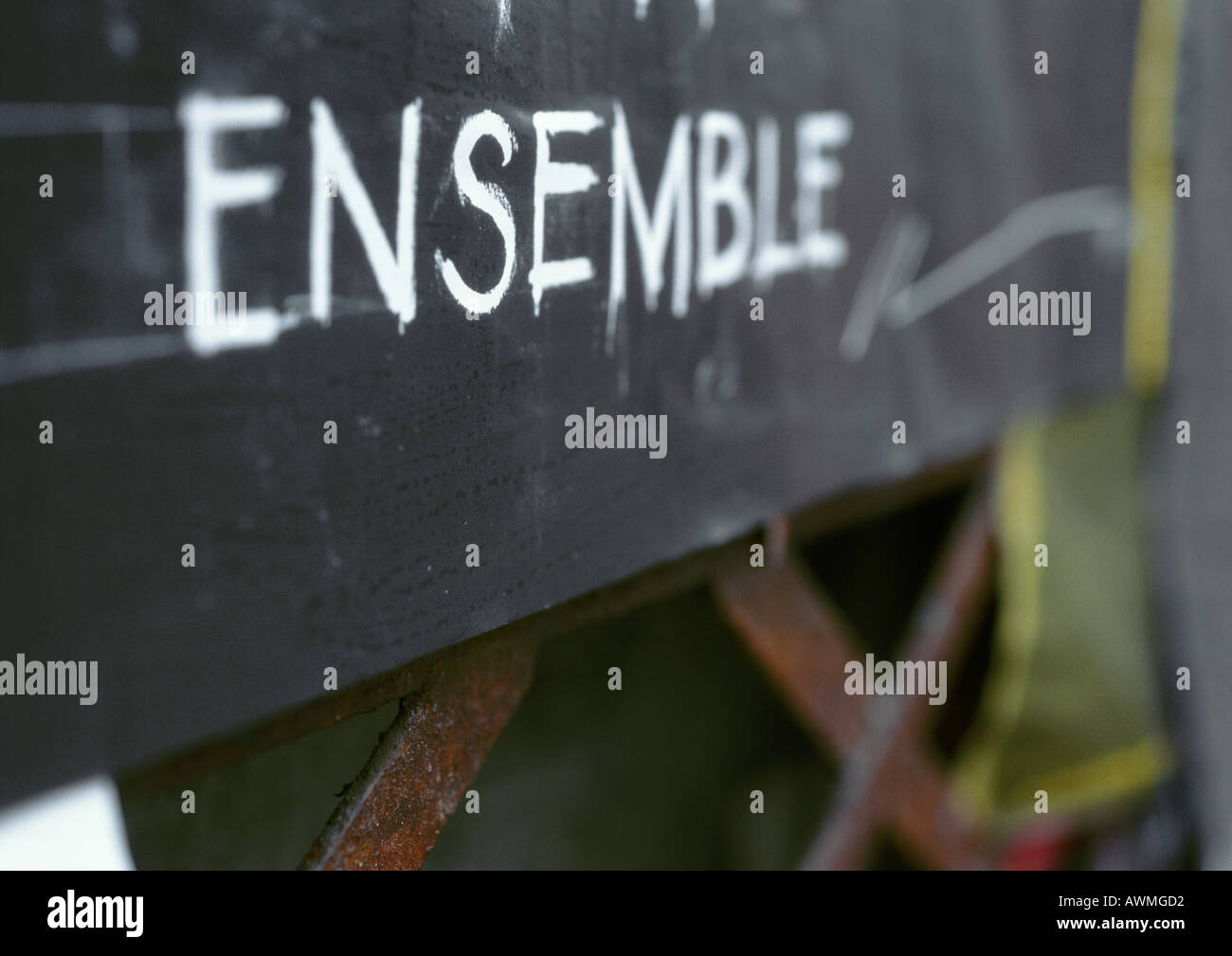 Together text in French, on blackboard Stock Photo Alamy