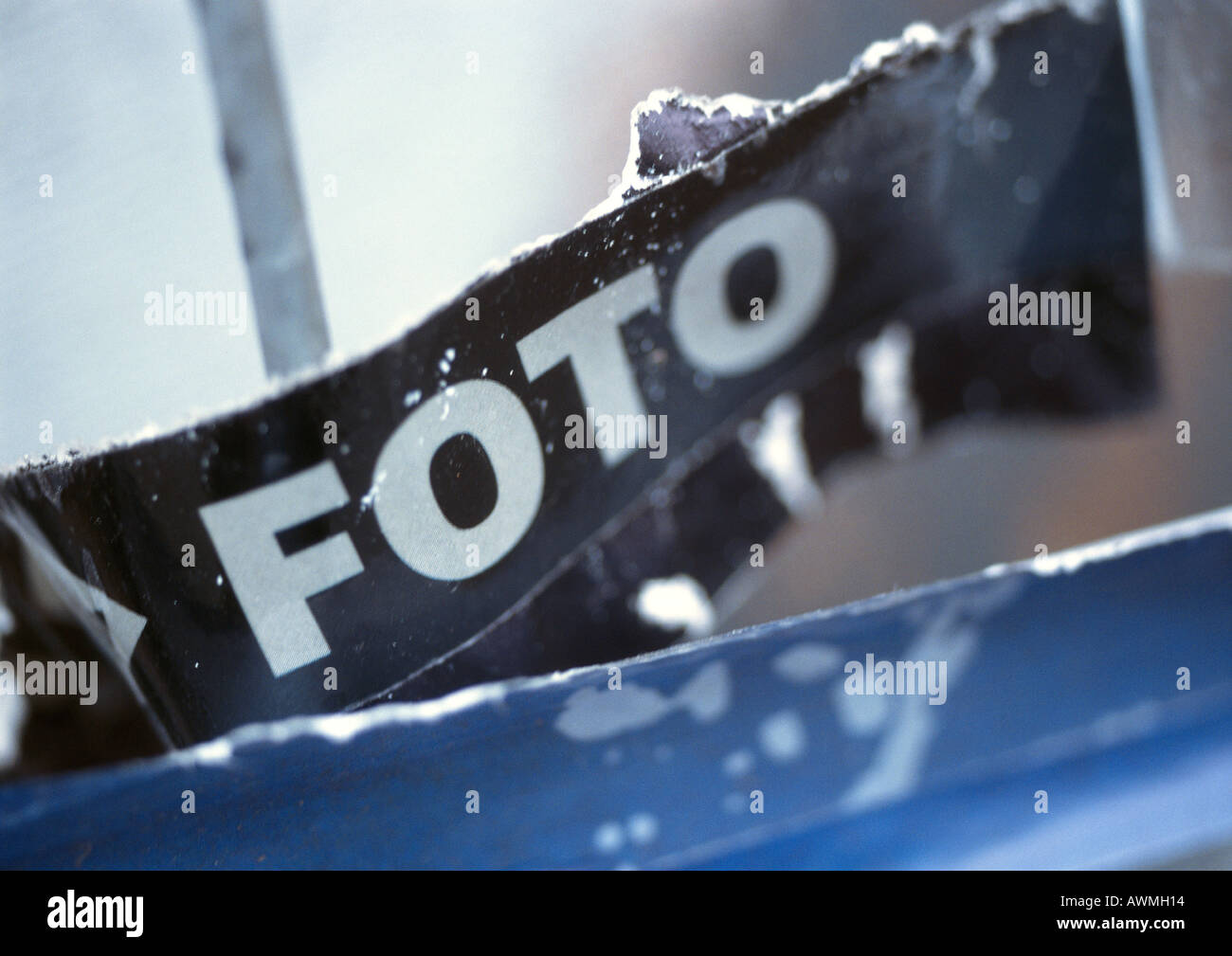 Photo text in Spanish printed on poster, close-up Stock Photo