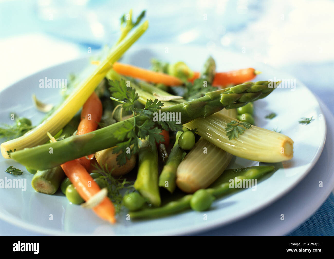 Plate of spring vegetables, close-up Stock Photo
