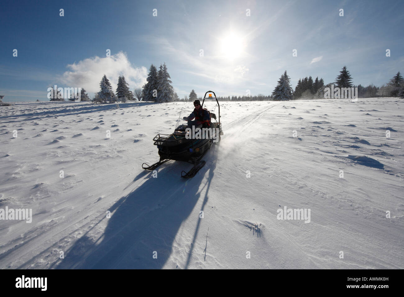 Snowmobile, Mt. Kreuzberg near Bischofsheim, Rhoen Mountains, Lower