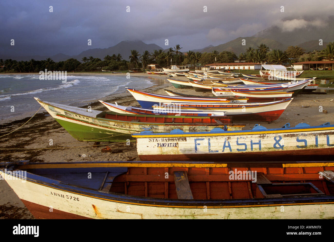 Fishing boats, Puerto Fermin, Isla Margarita, Venezuela, Caribbean Stock Photo