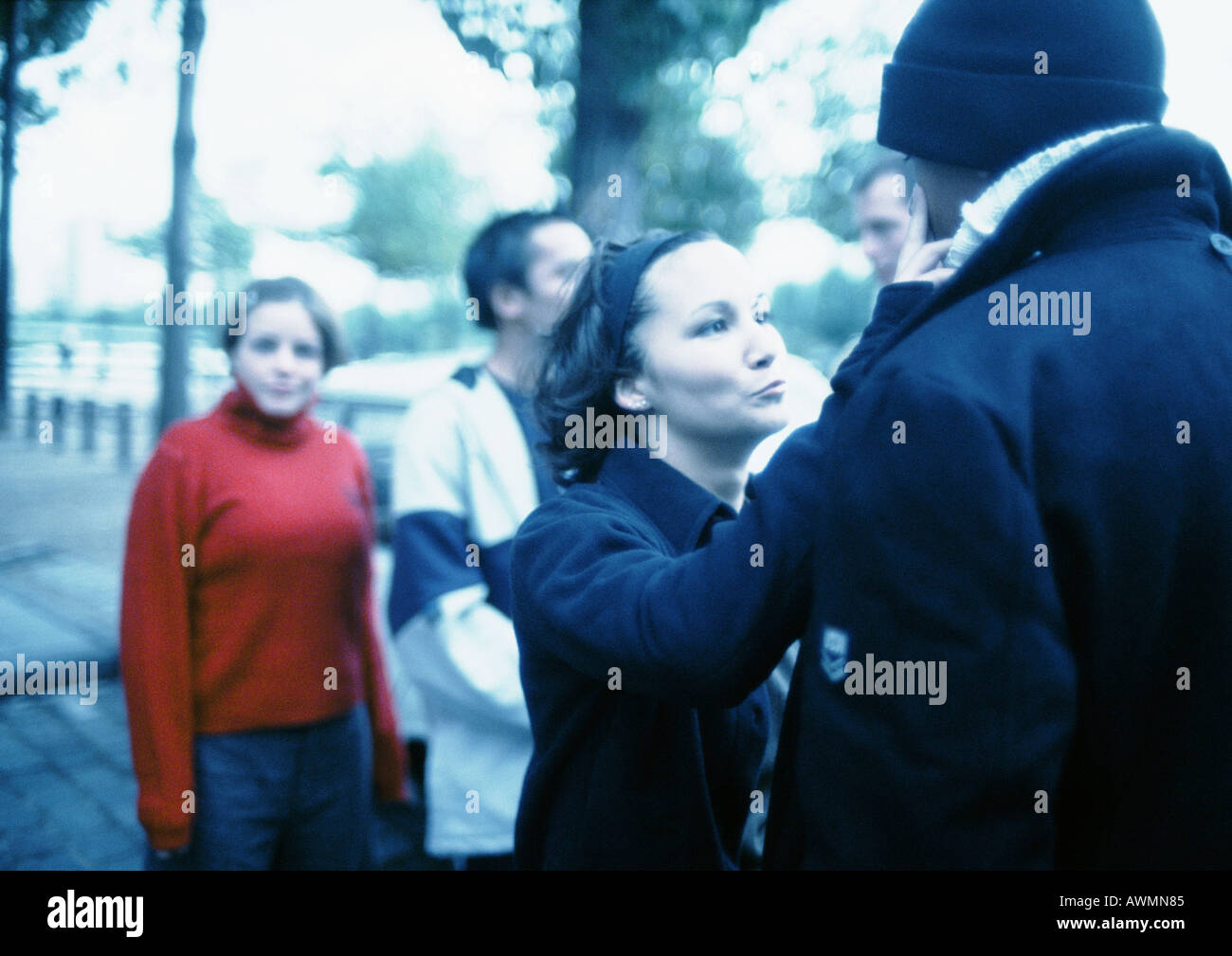 Group of young people in street Stock Photo