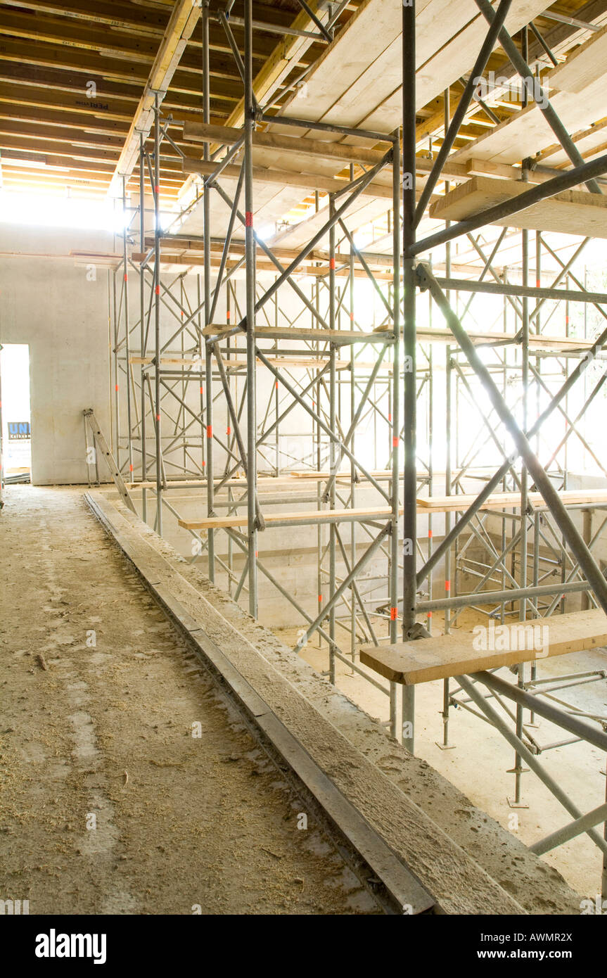 Construction of a hospital, scaffold construction, Gelsenkirchen, North Rhine-Westphalia, Germany Stock Photo