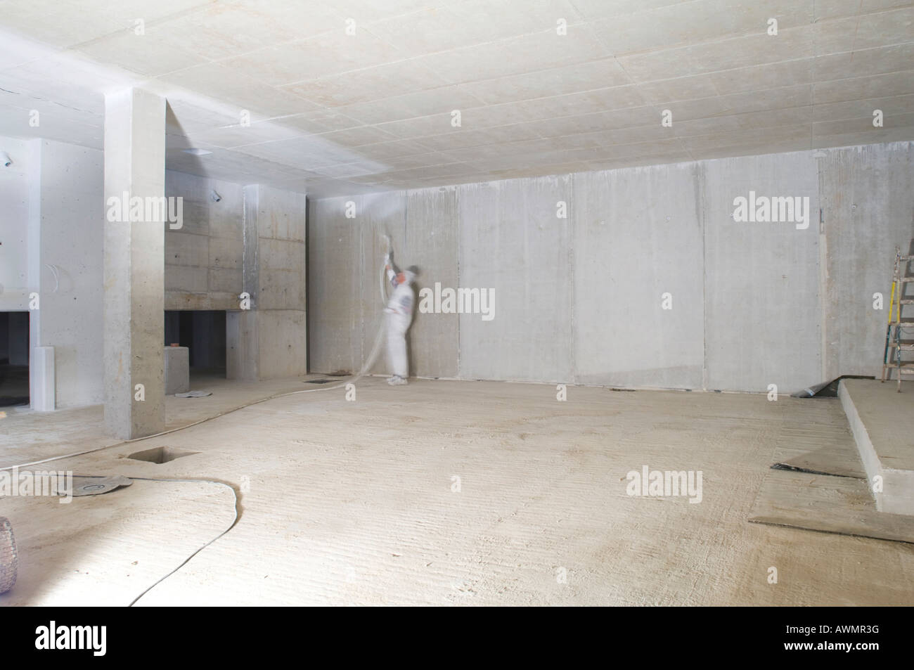 Construction of a hospital, swimmingpool varnishing, Gelsenkirchen, North Rhine-Westphalia, Germany Stock Photo