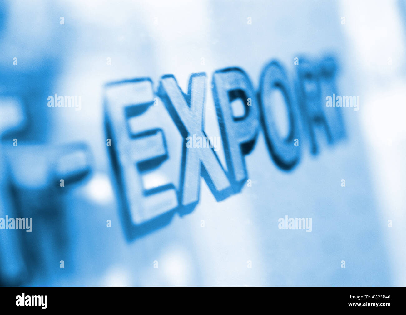Export text, extreme close-up Stock Photo