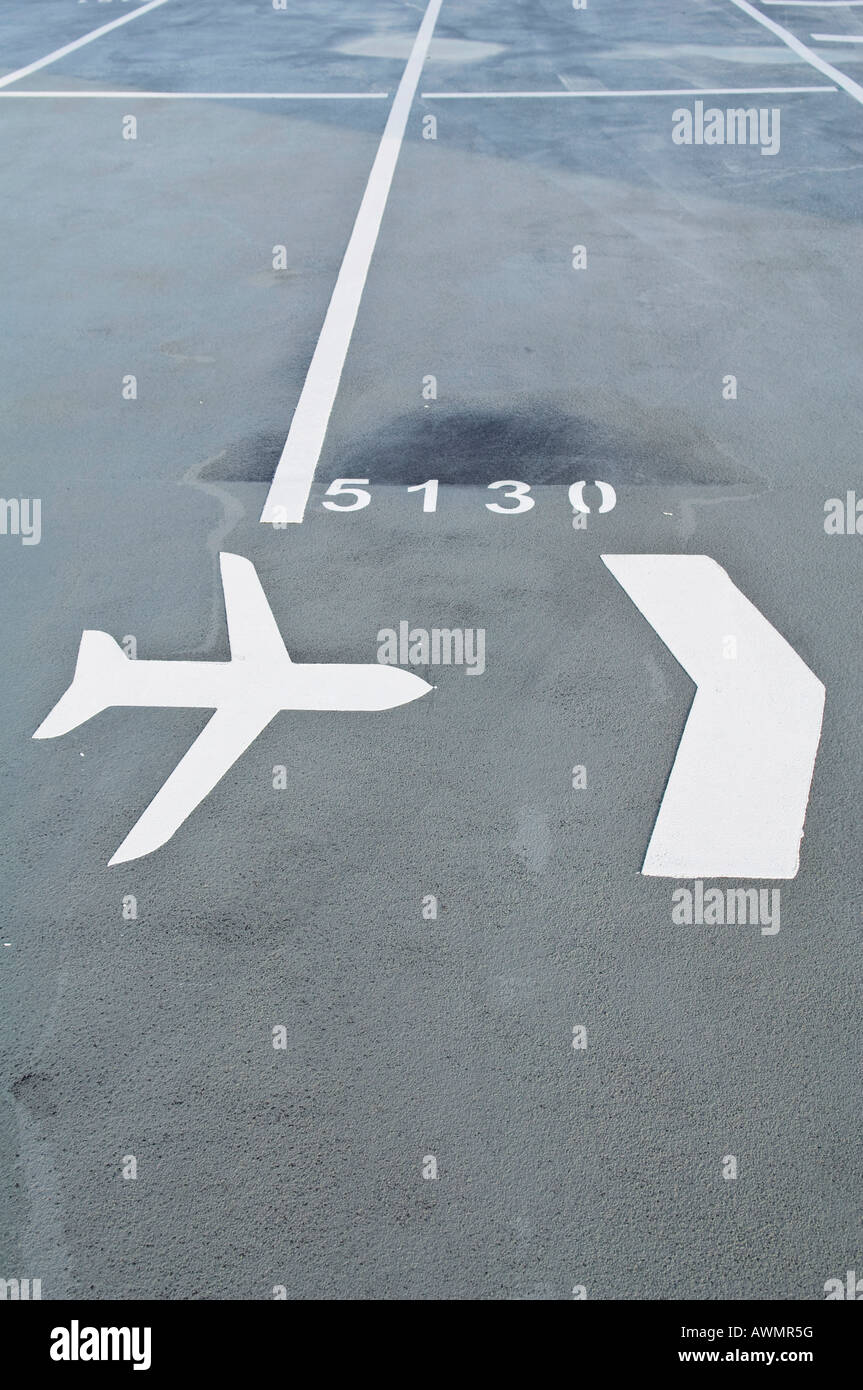 Airport, parking level, flight indication sign, Duesseldorf, North Rhine-Westphalia, Germany Stock Photo