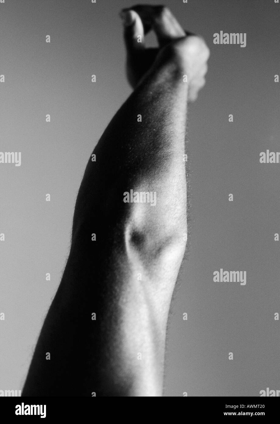 Man's arm, close up, b&w Stock Photo