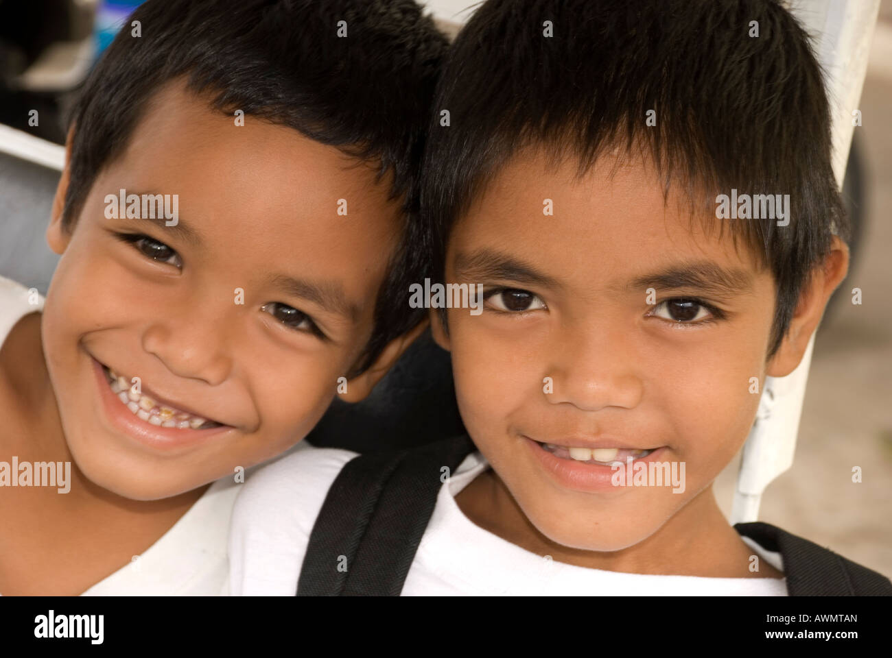 philippines island siquijor town young brothers Stock Photo