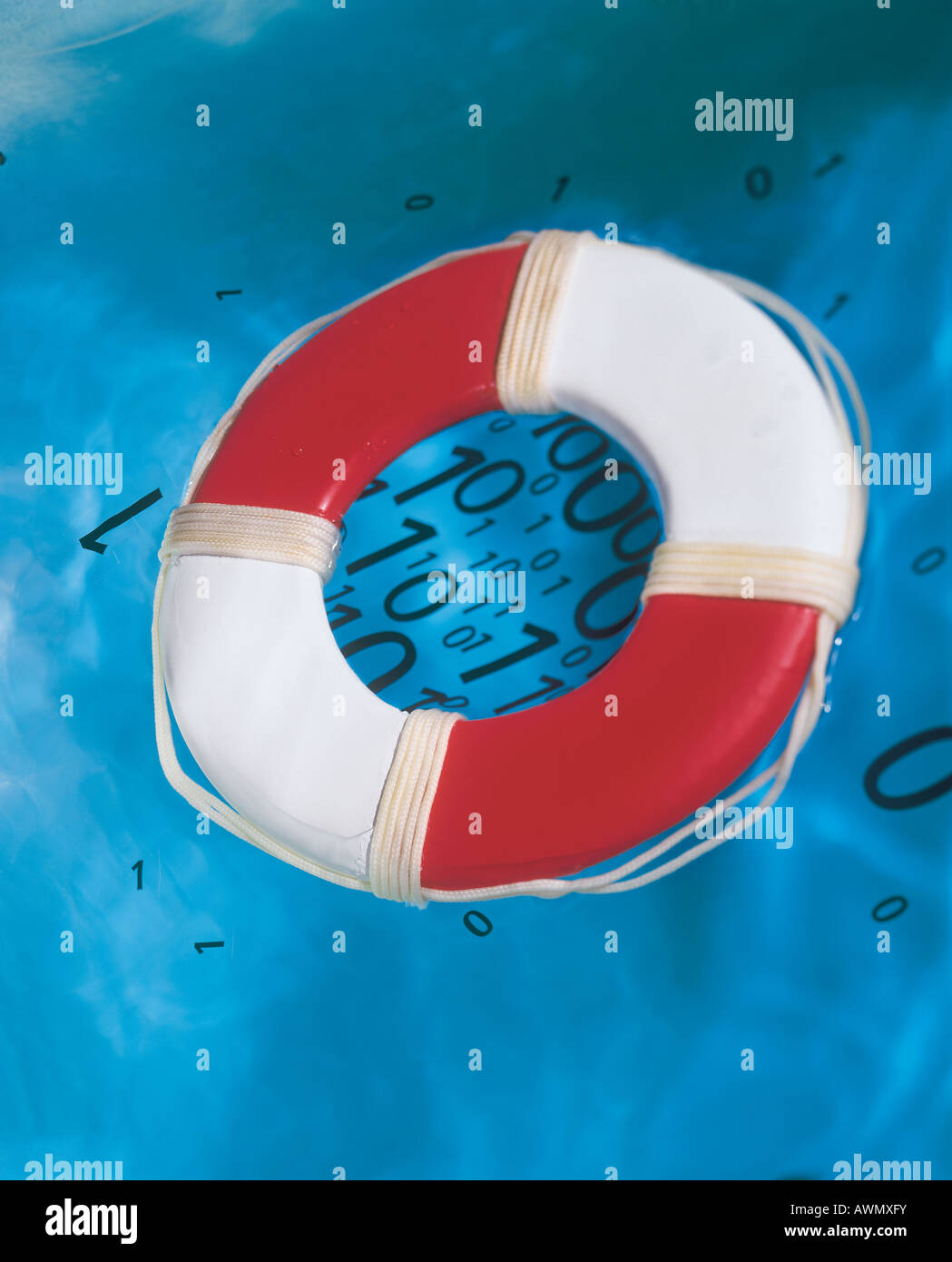A03N2B Life ring with binary numbers surrounding it Stock Photo