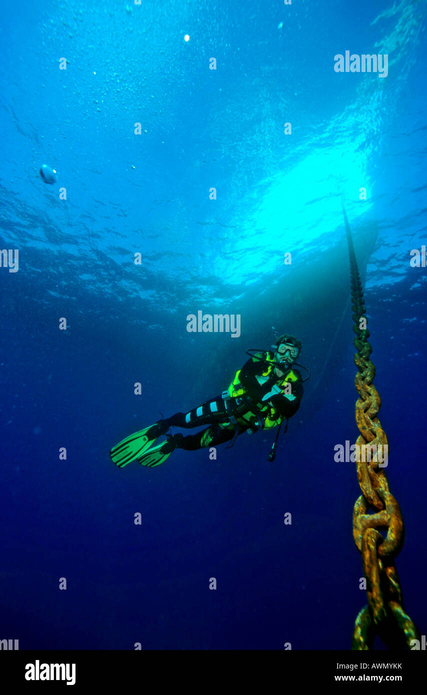 Anchor chain, Red Sea, Egypt, Africa Stock Photo