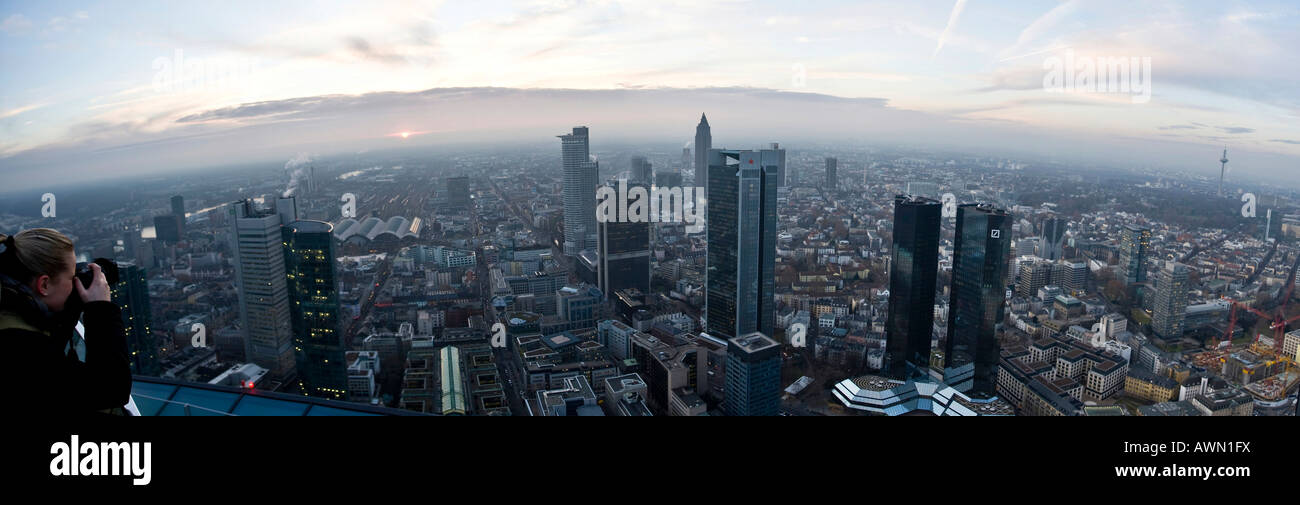 Panorama Shot Skyline Featuring The Deutsche Bank Sparkasse