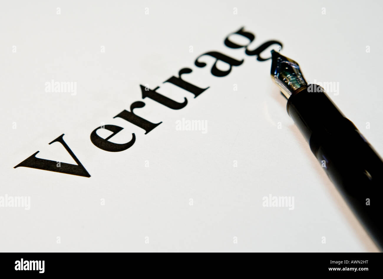 Fountain pen laying on a contract Stock Photo