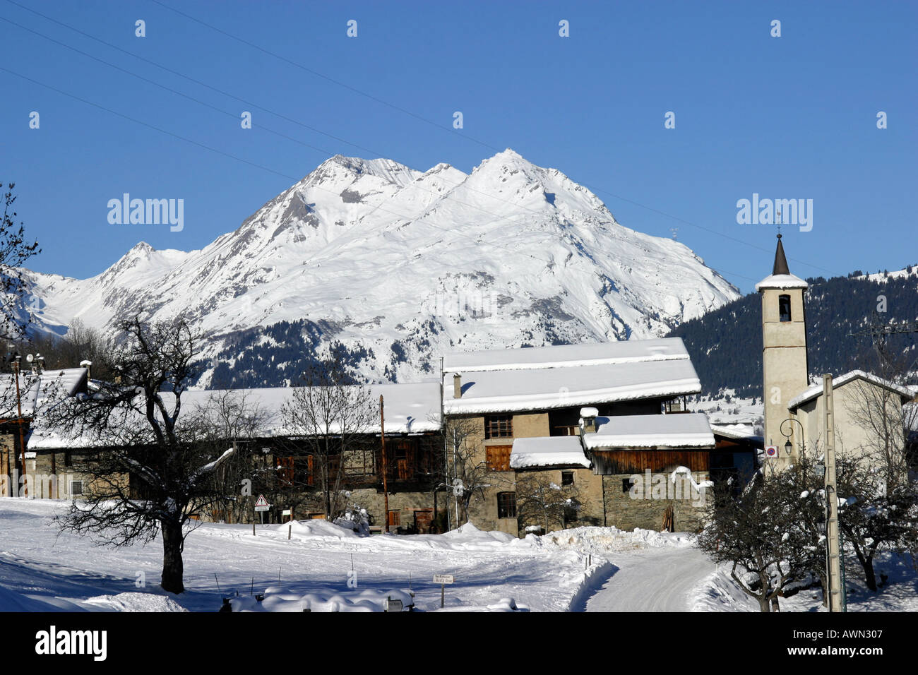 Little ski resort Vilaroger near Les Arcs France Stock Photo