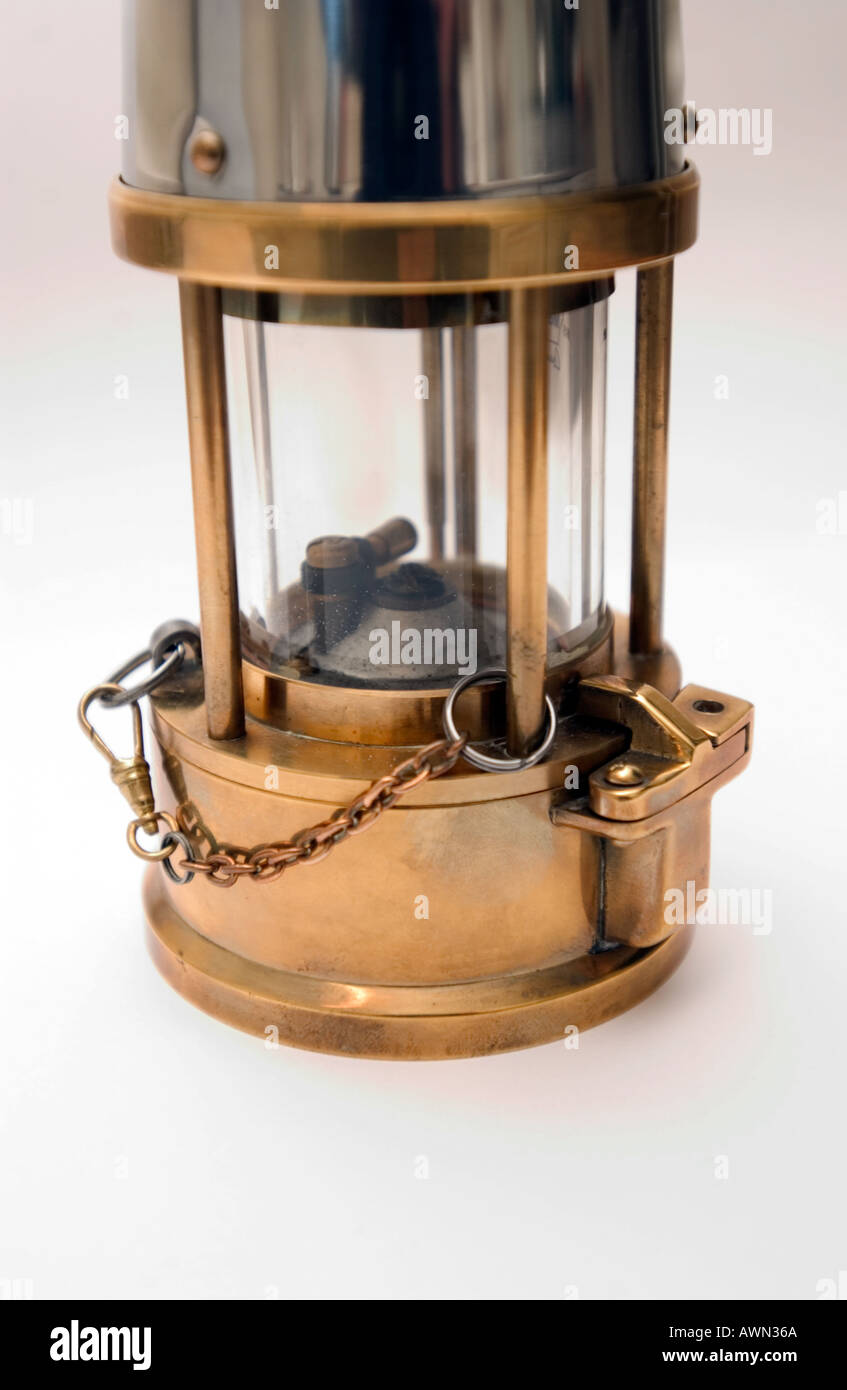 Miners safety lamp designed for use by pit deputy detail by Ian Townsley Stock Photo