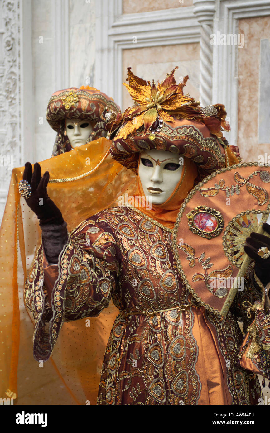 Person wearing a costume and mask during Carnival in Venice, Italy, Europe Stock Photo