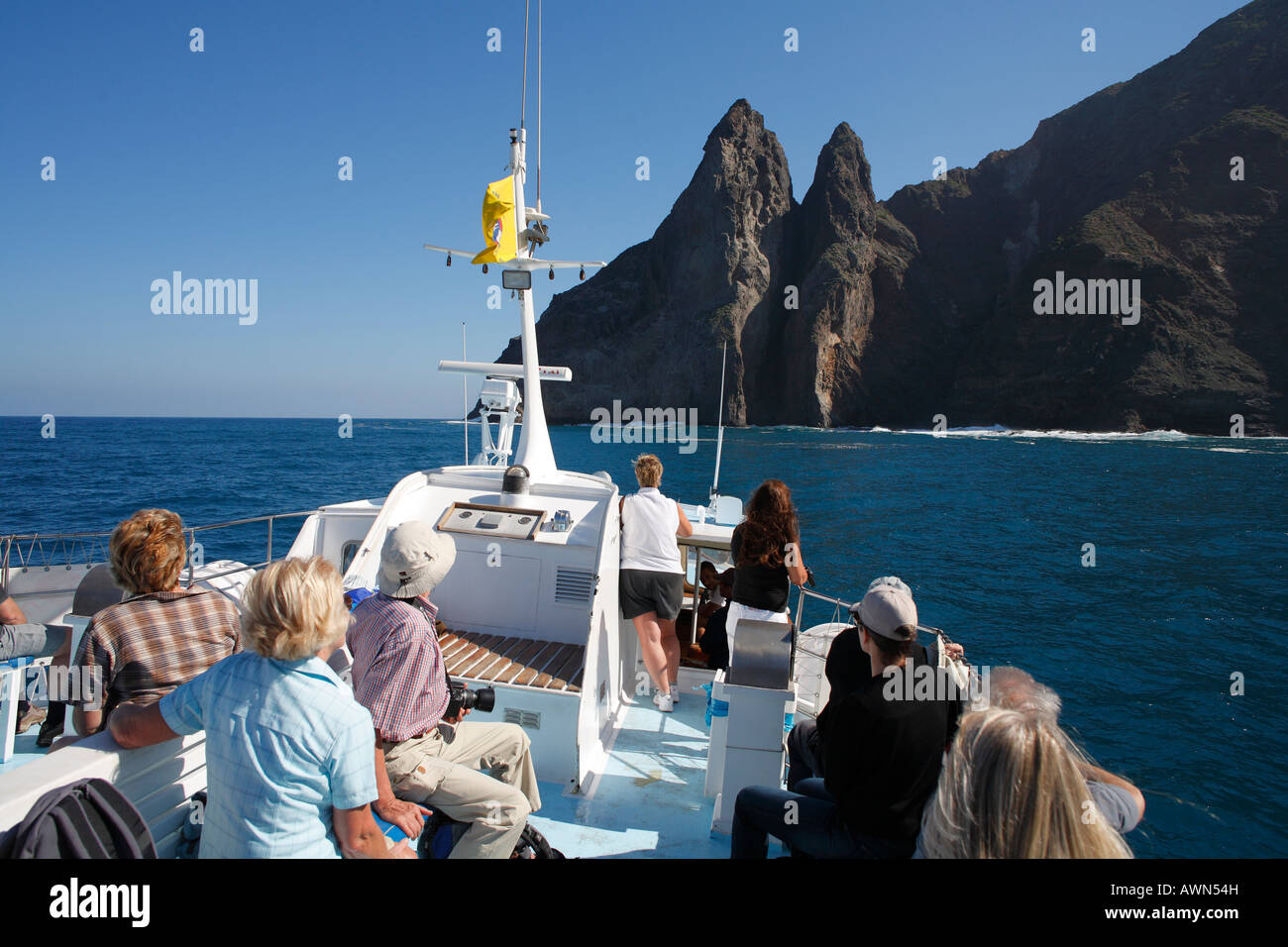 Roque de los Organos, organ pipes rock, view from boat, La Gomera