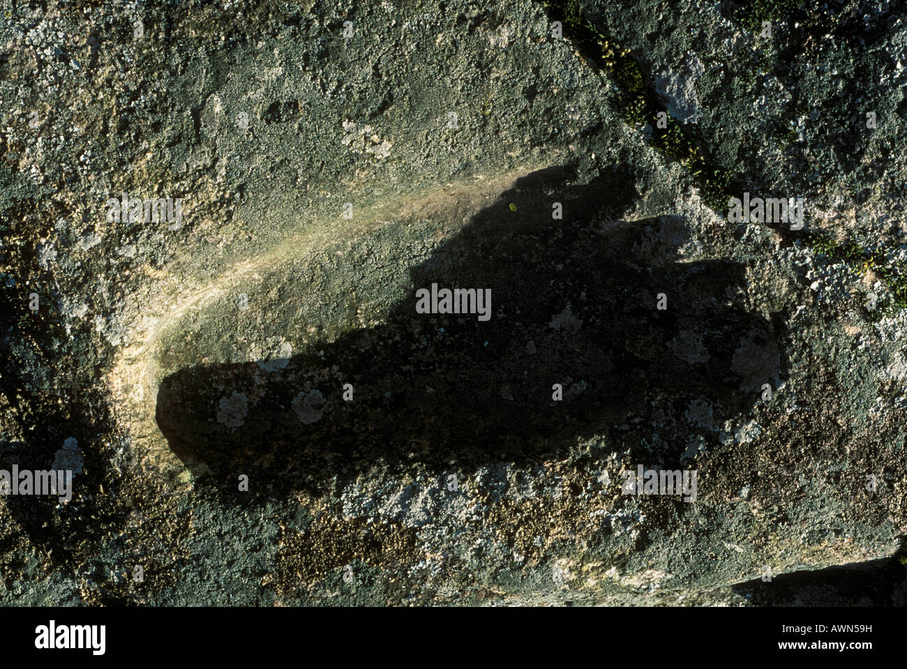 Offerlund, footprint 1700 B.C., Blekinge Laen, Sweden Stock Photo