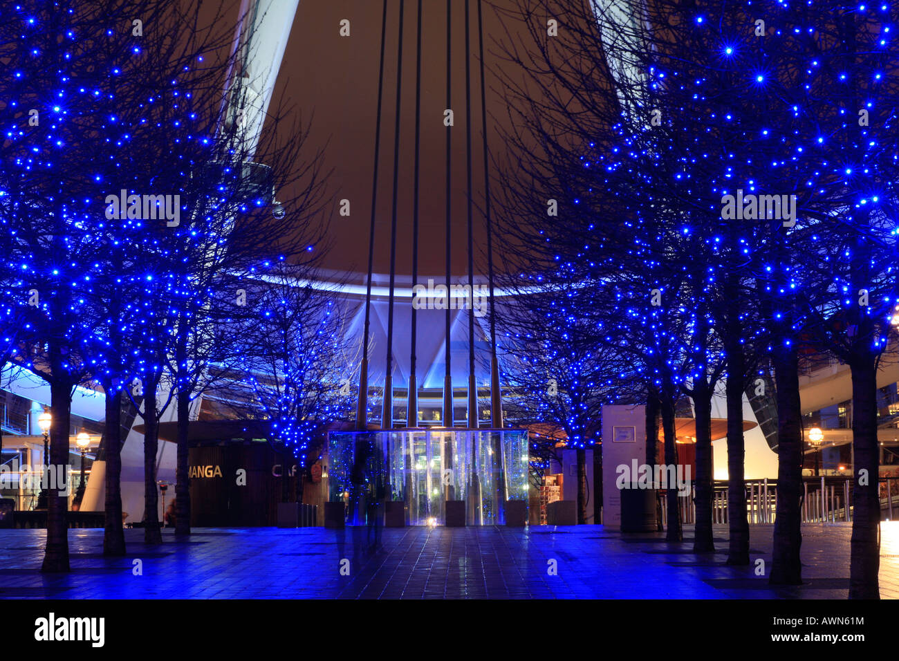 London Eye Millennium Wheel with a blue Christmas illumination, London ...