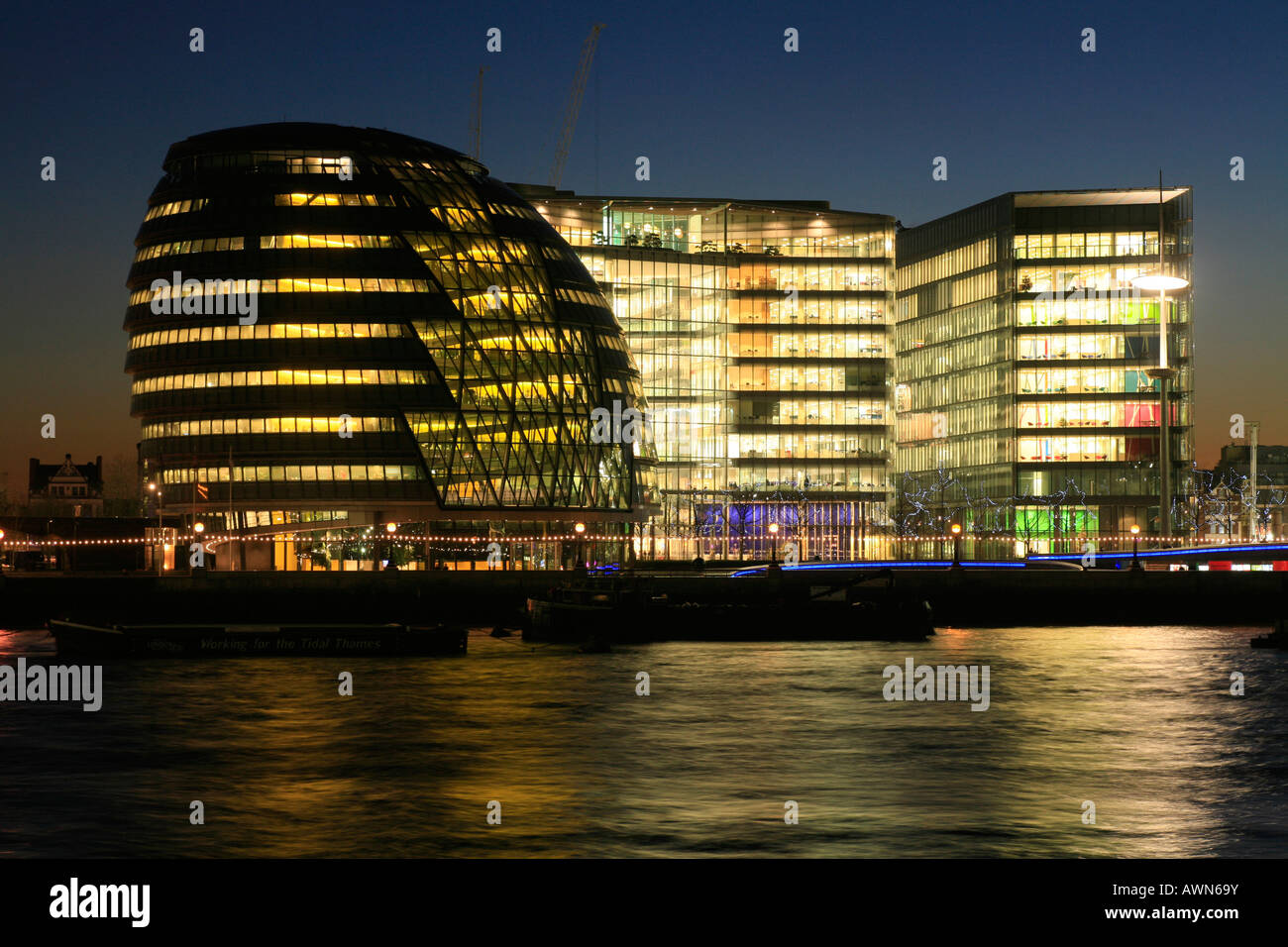 Modern London Townhall at the Thames river, London, UK Stock Photo