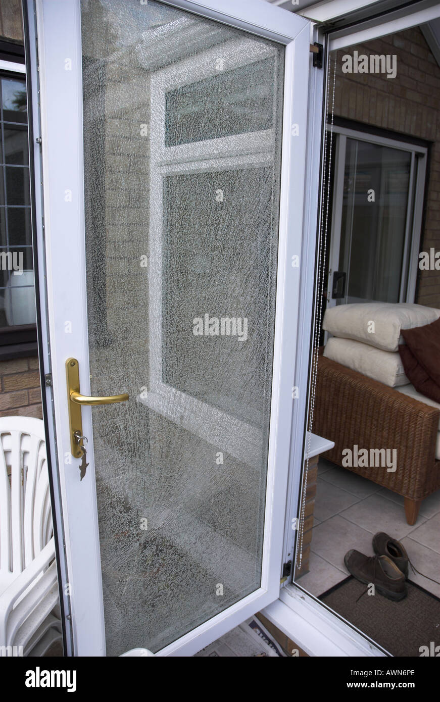 Shattered Glass Door Stock Photo - Alamy