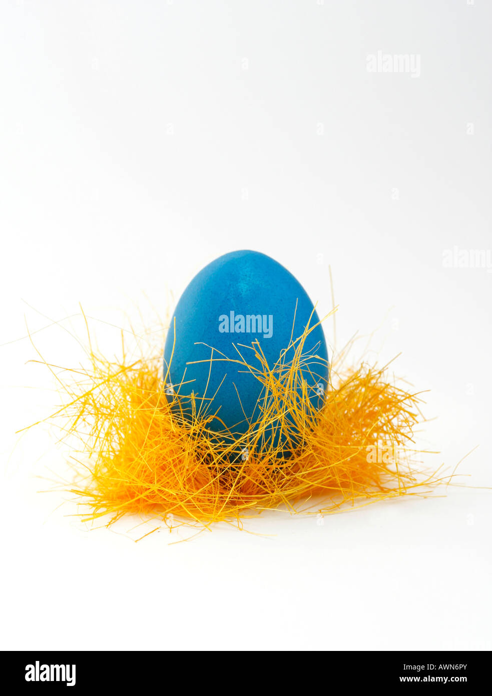 Blue Easter egg in a nest Stock Photo - Alamy
