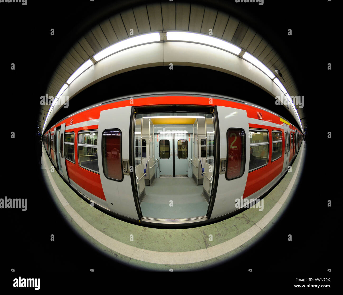 Public underground railway system Stuttgart, Baden-Wuerttemberg, Germany Stock Photo