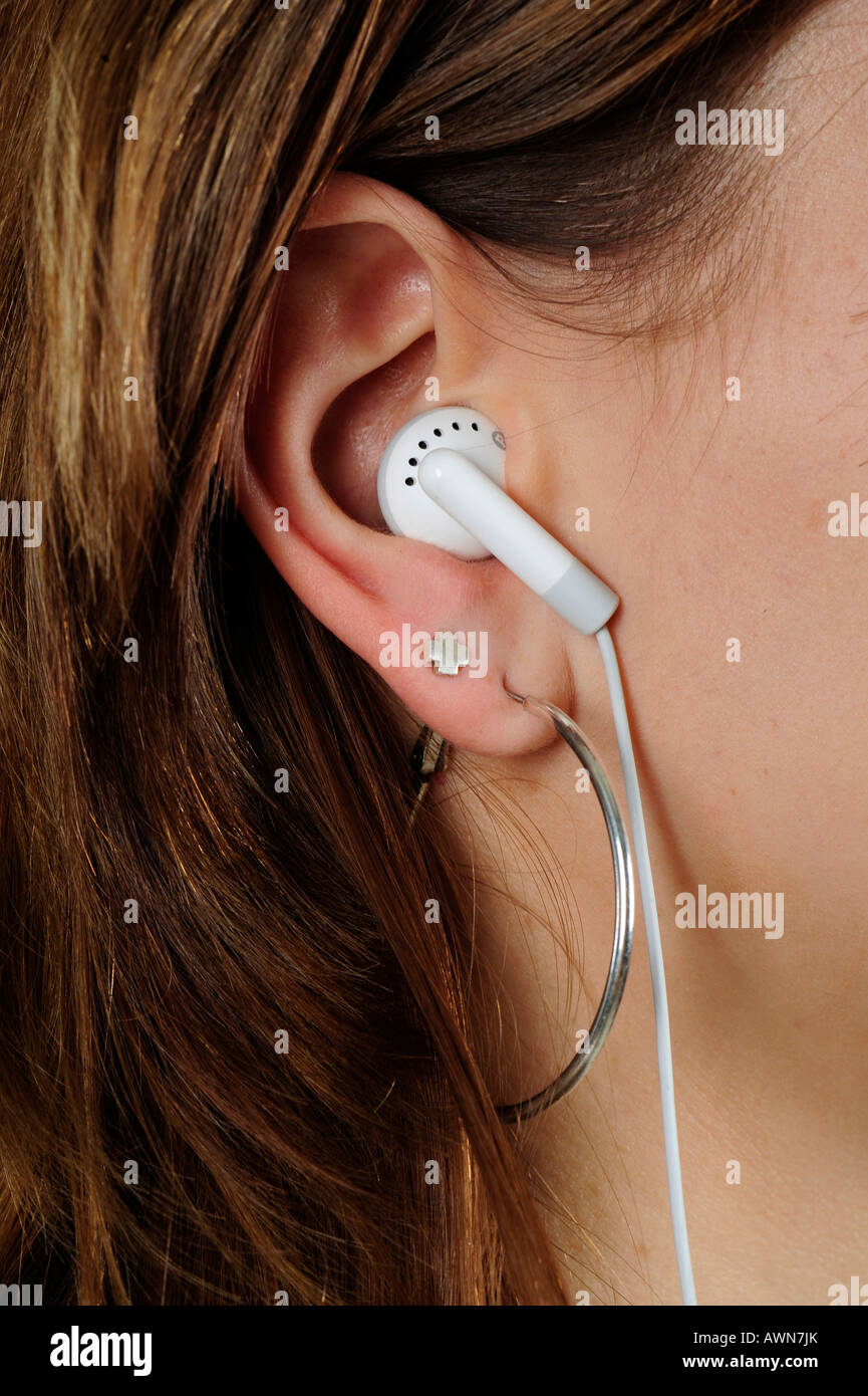 Apple iPod earphones Stock Photo