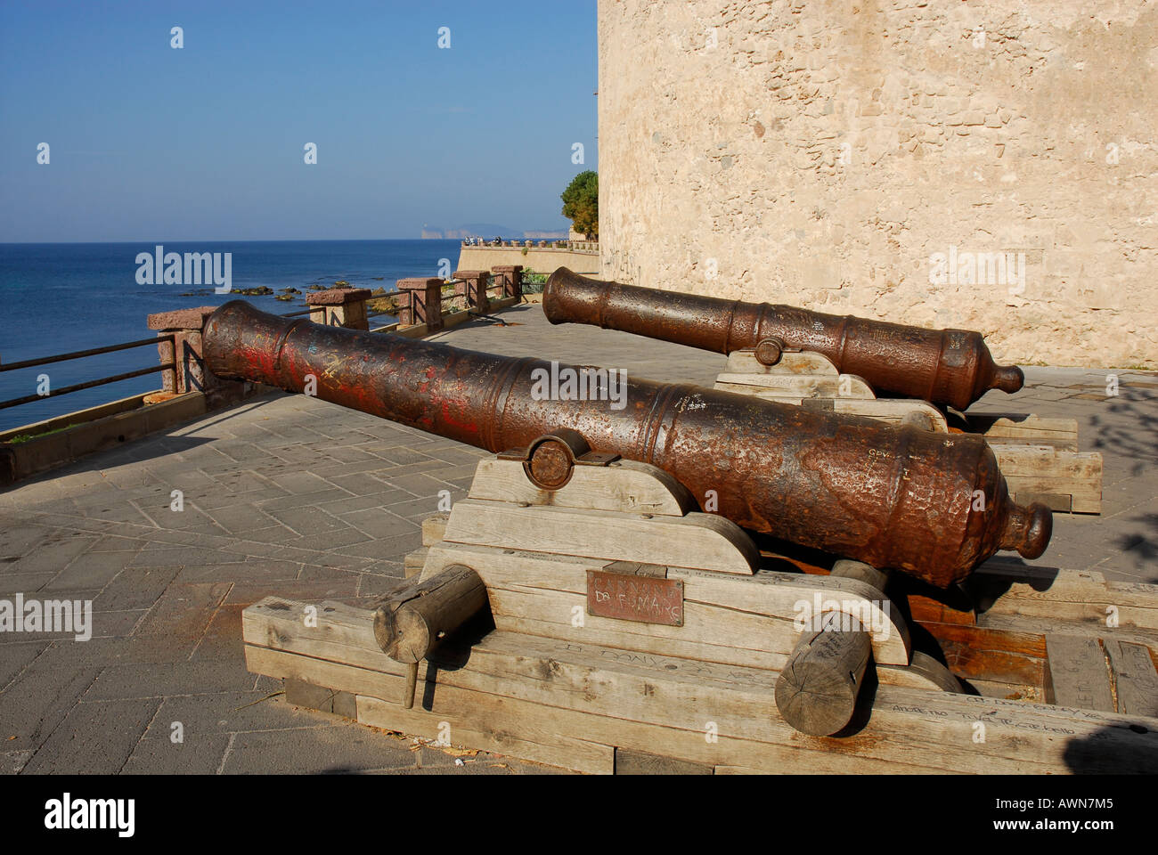 Alghero City Walls Sardinia Stock Photo
