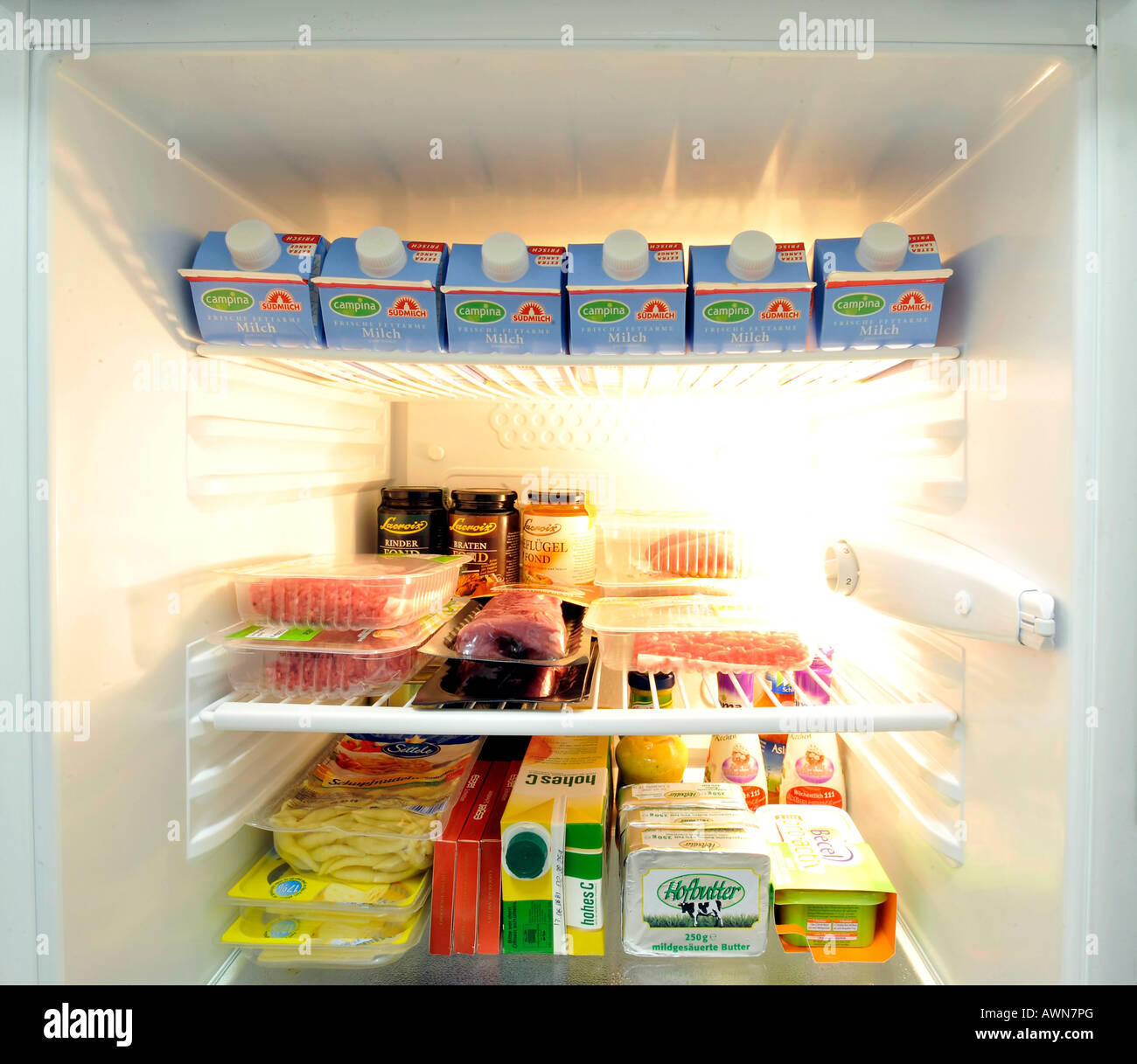 Refrigerator inside view Stock Photo