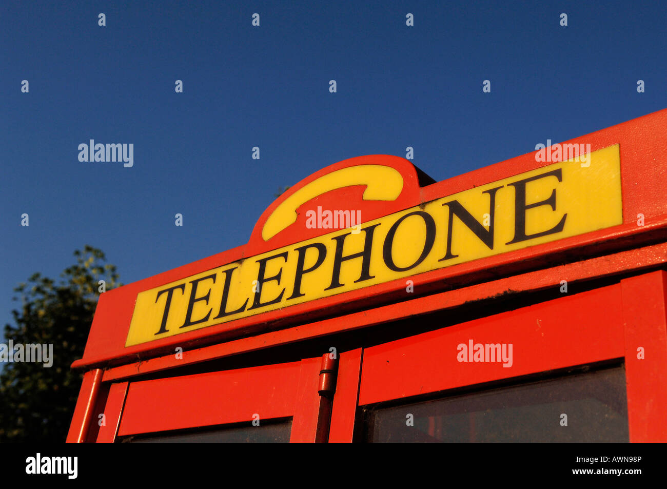 English telephone booth, detail shot, Lichfield, Staffordshire, West Midlands, England, Europe Stock Photo