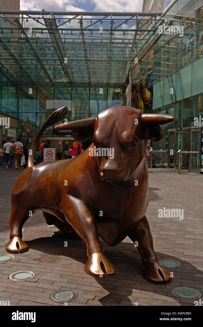 Bull sculpture, Bullring commercial centre, Birmingham, West Midlands, England, Great Britain, Europe Stock Photo