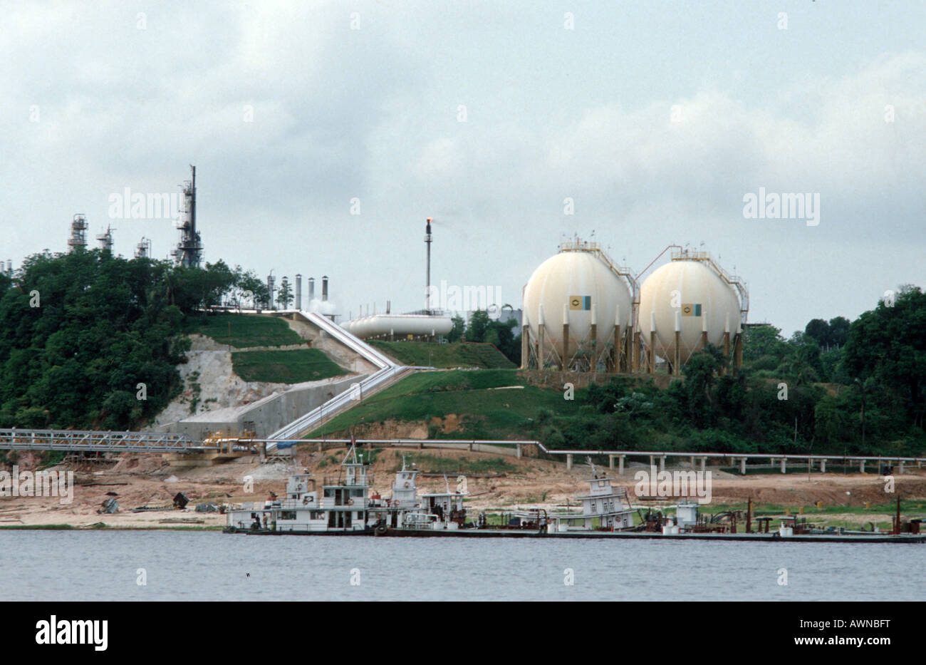 BRAZIL CHEMICAL INDUSTRIES ON THE AMAZON RIVER NEAR MANAUS Photo Julio