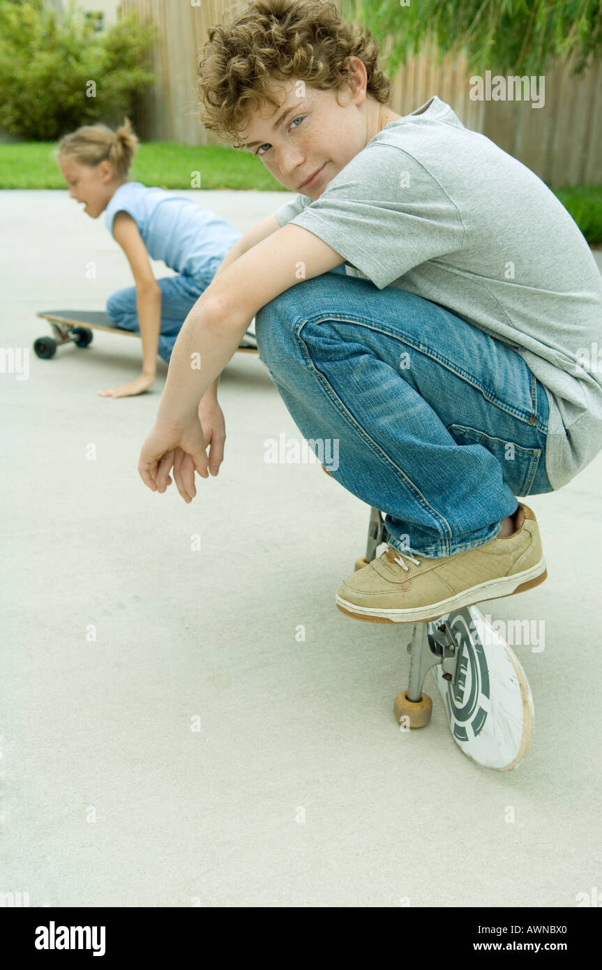 Kids Playing On Skateboards Stock Photo Alamy