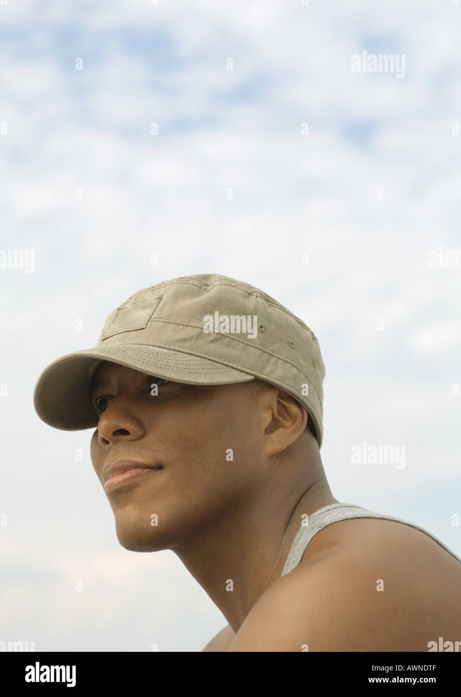 Man wearing cap, portrait Stock Photo
