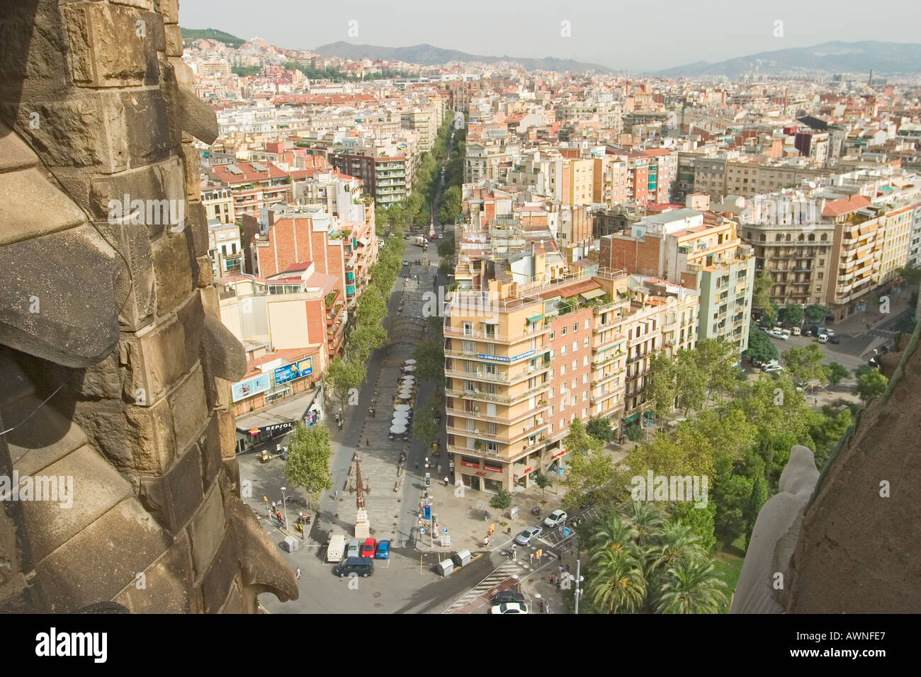 Barcelona Spain Avinguda de Gaudi seen from Sagrada Familia Stock Photo
