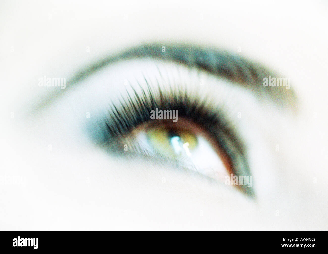 Woman's green eye looking up, blurred close up Stock Photo Alamy