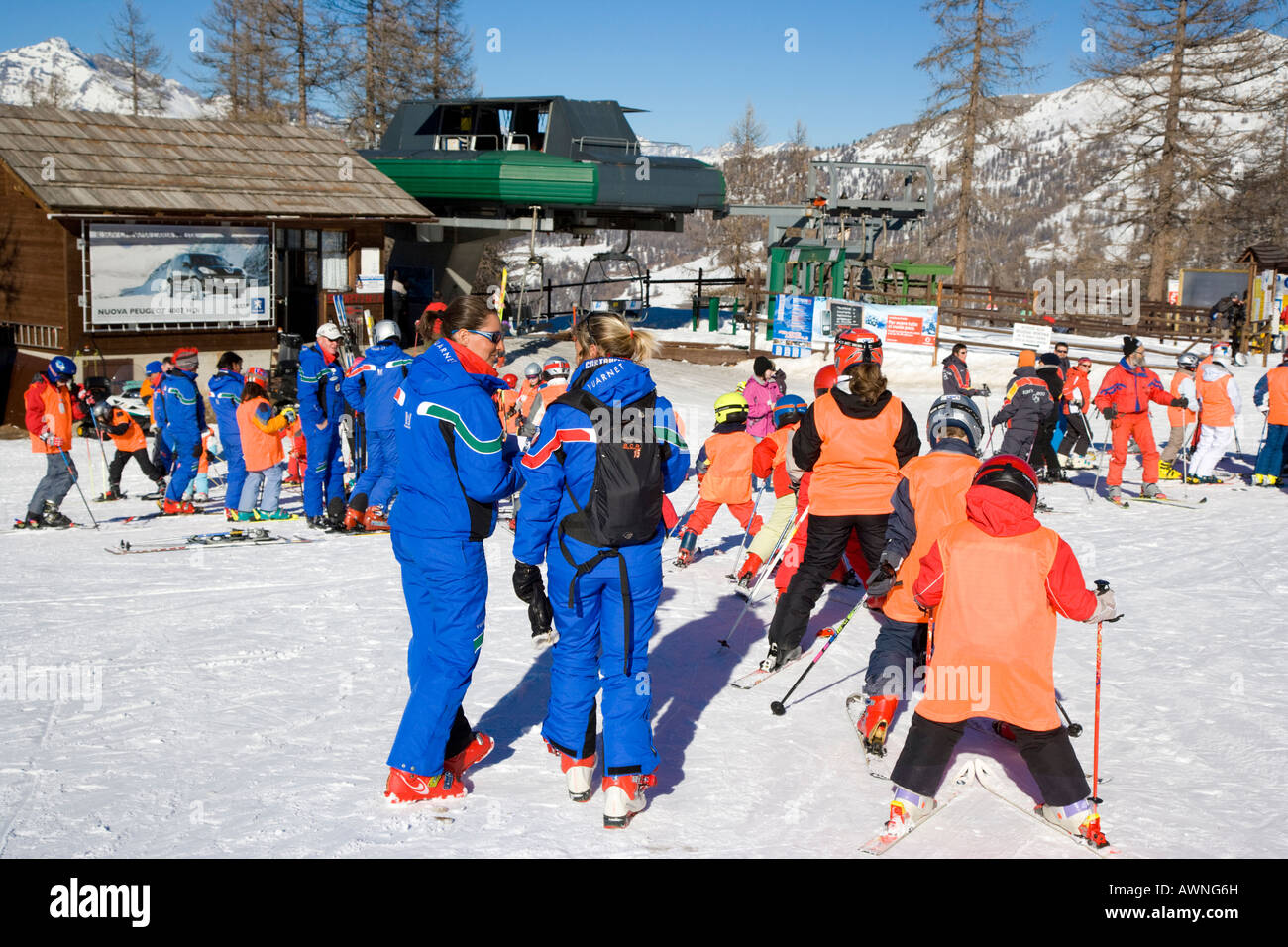 Ski School Sportinia Sauze d Oulx Piemonte Italy Stock Photo ...