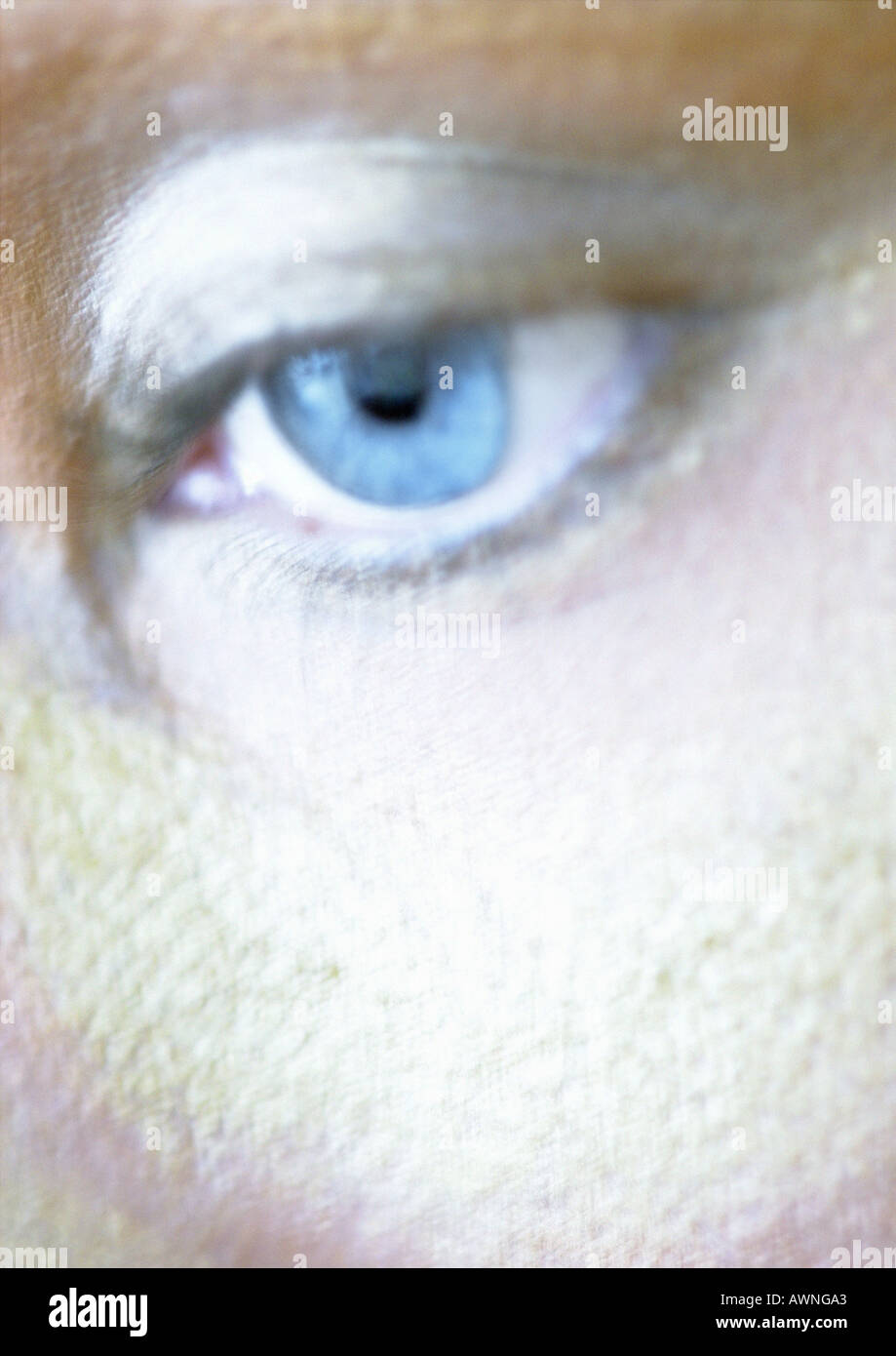 Woman's blue eye, closeup, blurry Stock Photo Alamy