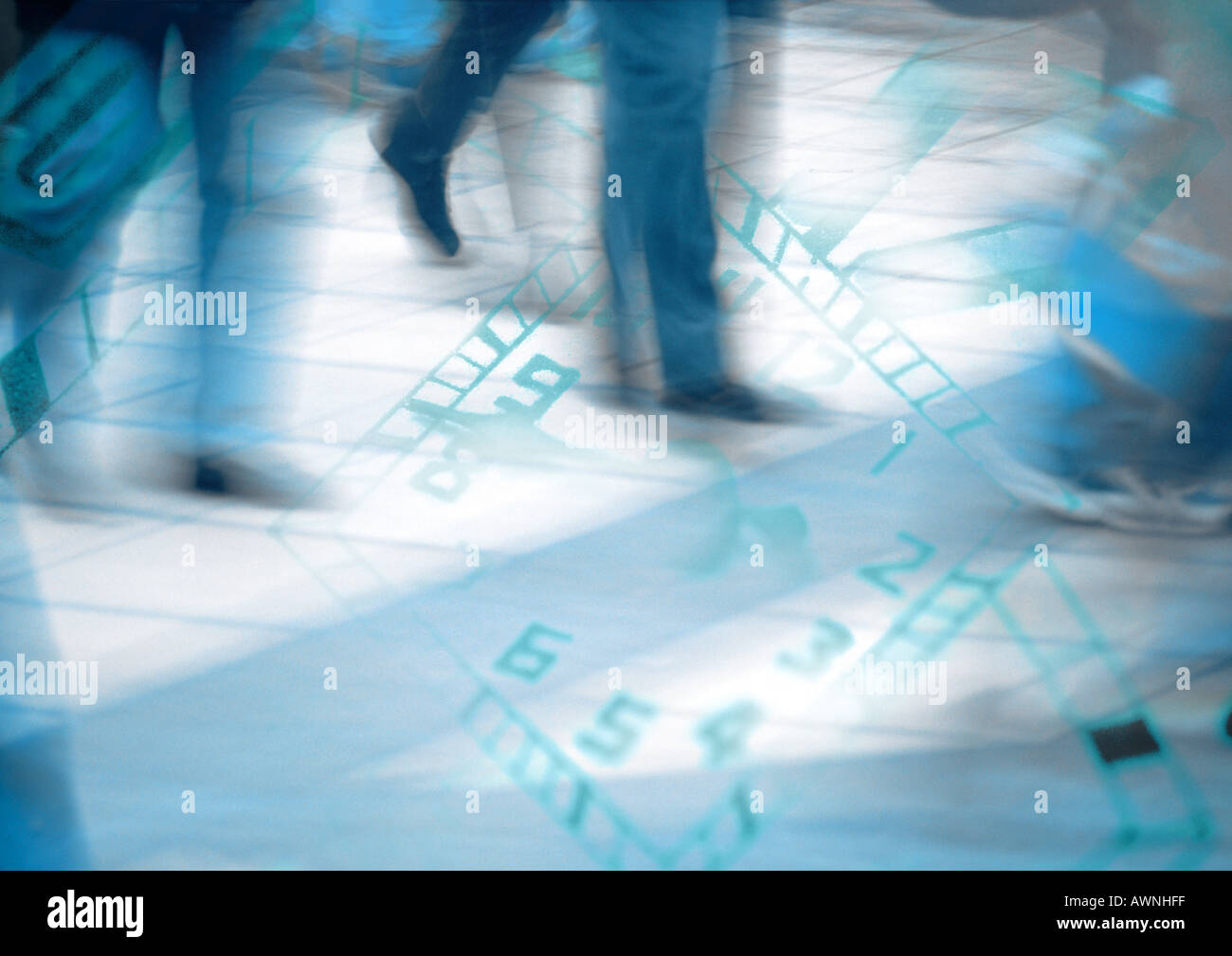 Low section of crowd walking on clock, montage Stock Photo - Alamy