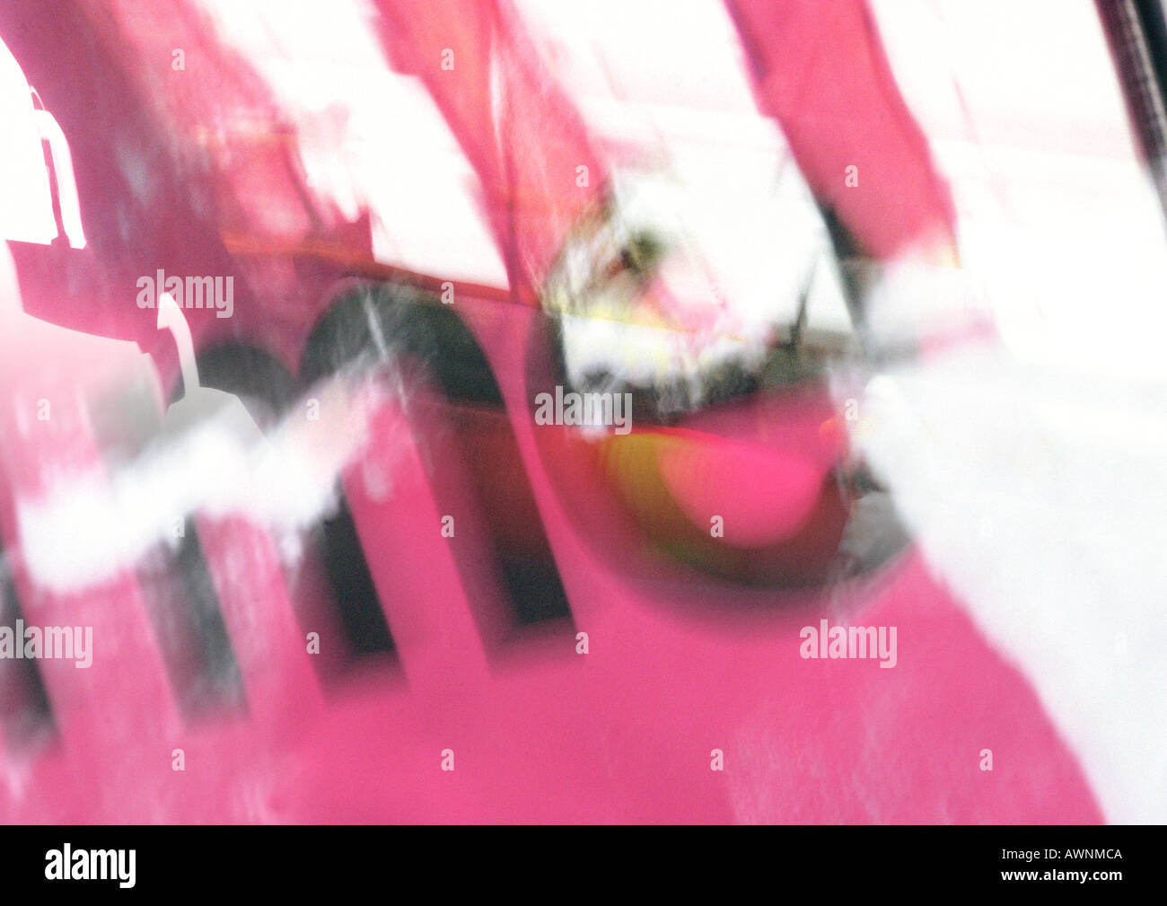 Me type, blurry, red overlaying abstract imagery, montage Stock Photo