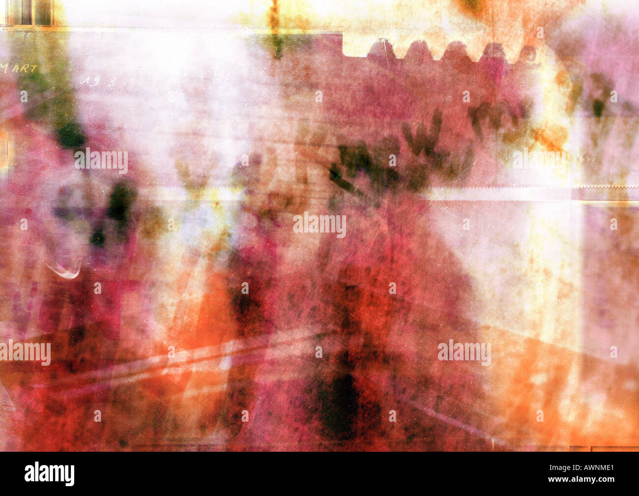 Abstract typography, oranges and reds, montage Stock Photo
