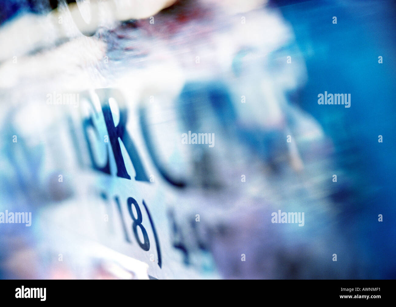 Typography in blues, blurry, montage Stock Photo
