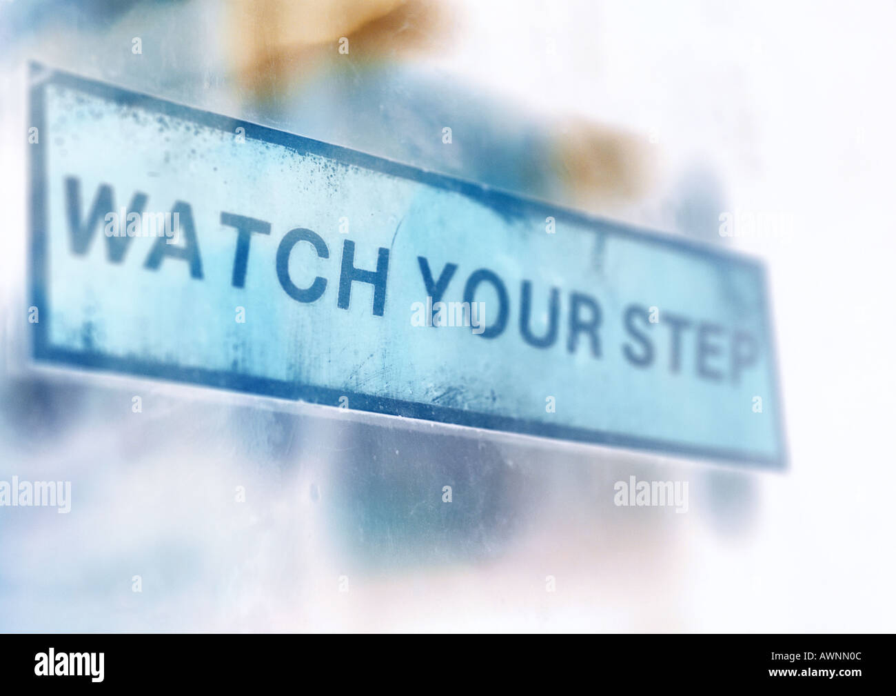 Watch your step text, montage Stock Photo