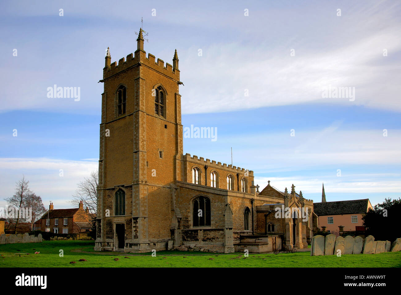 West and South elevation of St Andrews church Whittlesey village Cambridgeshire England Britain